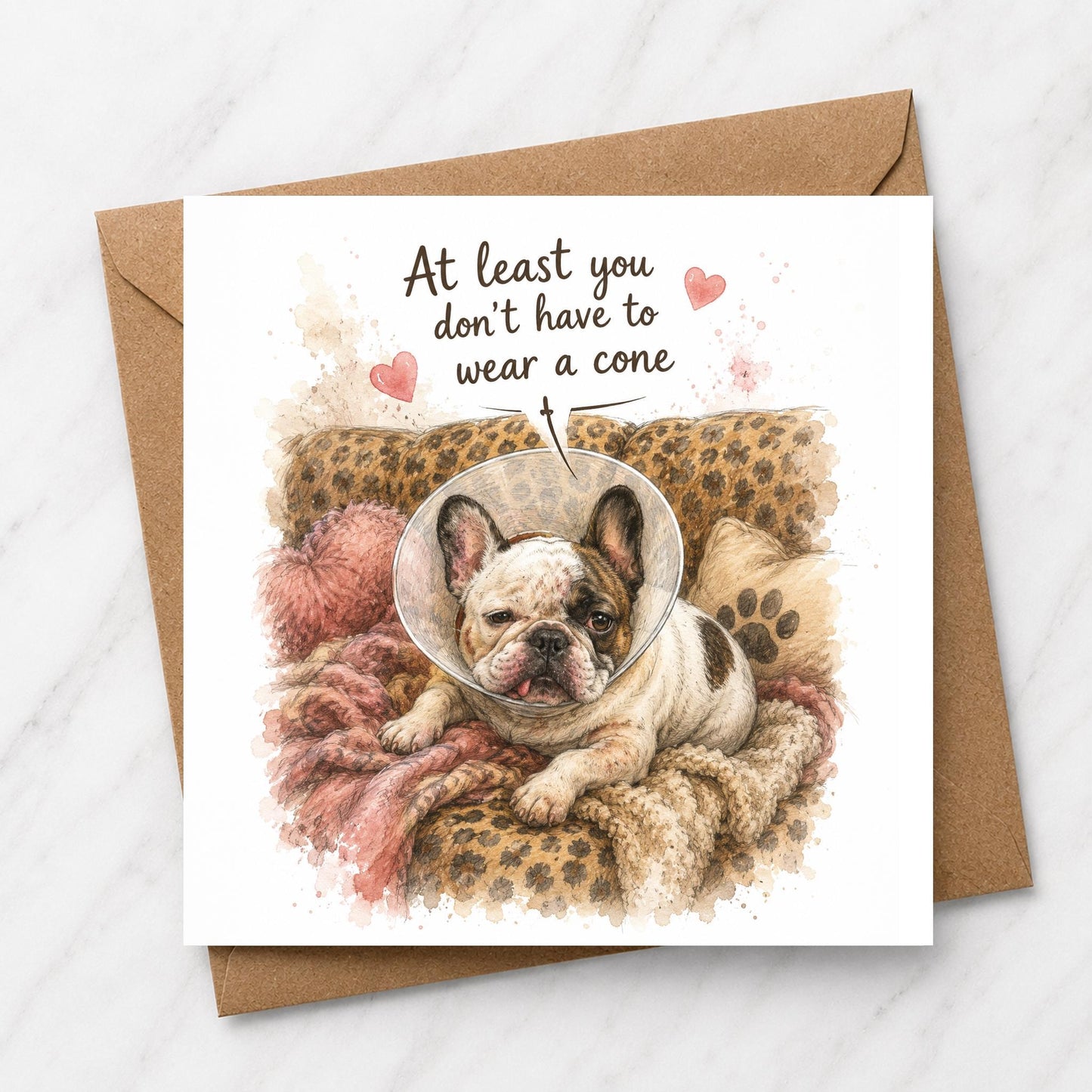 Funny Get Well Soon Card, French Bulldog Humor, Dog Lover Recovery Greeting, Blank Inside