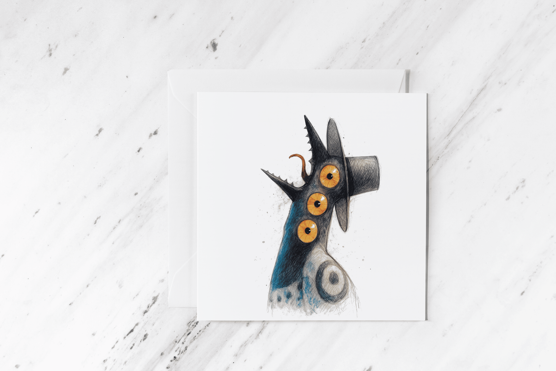 Demon Magpie K-Pop Greeting Card – Dark Anime Art birthday Card for K-Pop Demon Hunters Fans – Creepy Cute Magpie Illustration - Humor Card