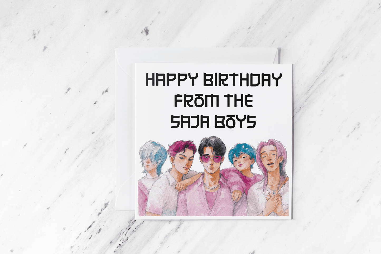 K-Pop Saja Boys Birthday Card – Human Form Inspired by K-Pop Demon Hunters – Kpop Fan Art - Jinu, Abby, Baby, Mystery, Romance - Soda Pop!
