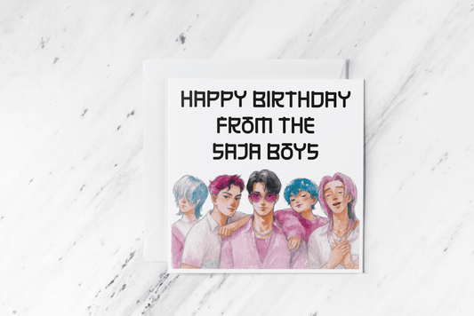 K-Pop Saja Boys Birthday Card – Human Form Inspired by K-Pop Demon Hunters – Kpop Fan Art - Jinu, Abby, Baby, Mystery, Romance - Soda Pop!