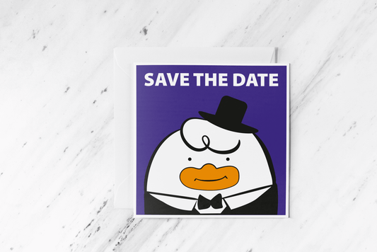 Save the Date Duck Card – Kpop Demon Hunters Inspired Wedding Announcement – Jinu & Rumi Fan Art, Cute Anime Kpop Greeting Card