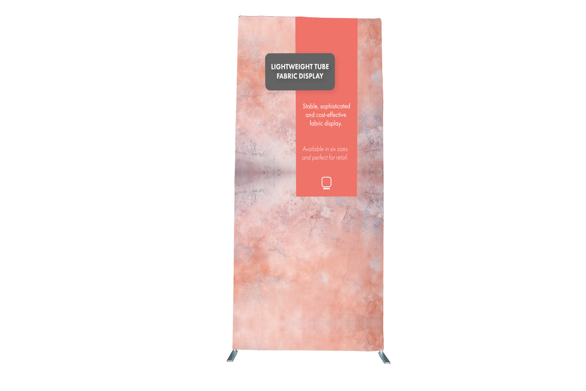 Lightweight tube fabric display with printed graphic