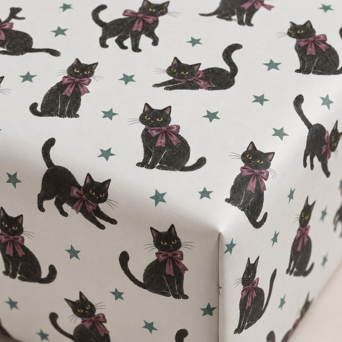 Illustrative close-up of a colourful repeat pattern for personalised wrapping paper.