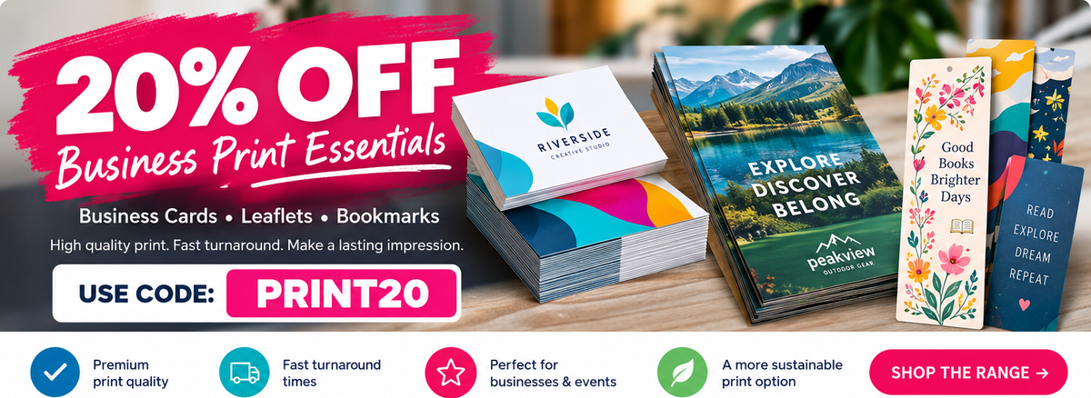 20% off selected business print products with code PRINT20