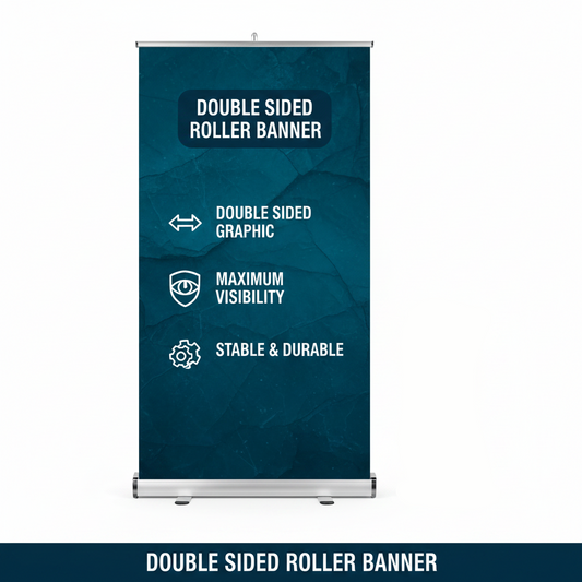 Double Sided Roller Banner Stand with Custom Printed Graphics
