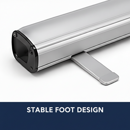 Metallic cylindrical object with a stable foot design on a white background