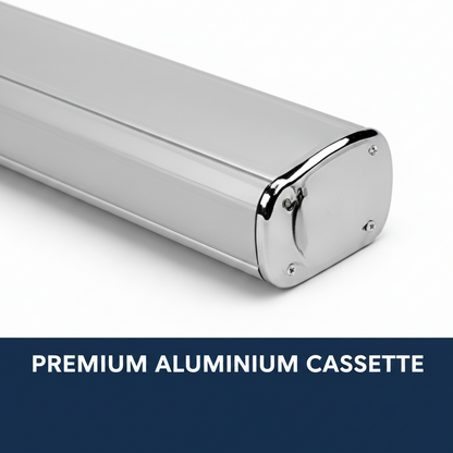 Metallic cylindrical object labeled 'Premium Aluminium Cassette' on a white background