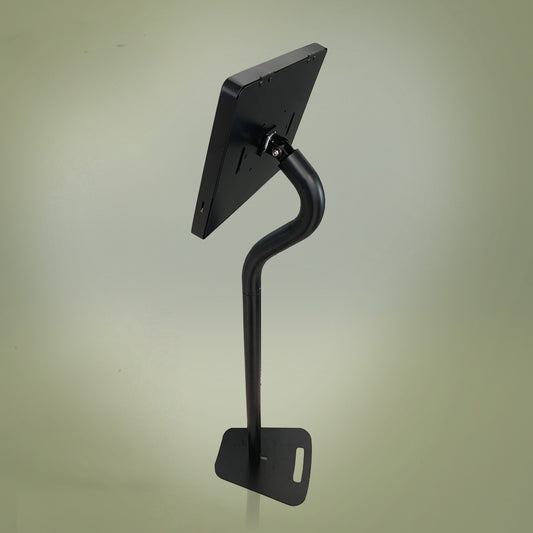 Rear view of freestanding tablet stand for 9.7 to 11 inch tablets