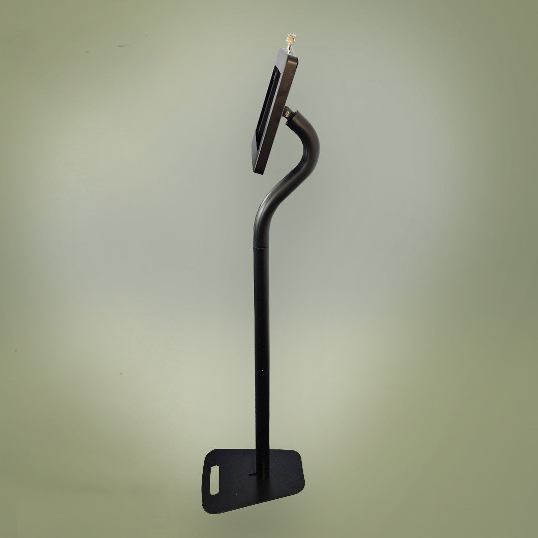 Side view of freestanding tablet stand for 9.7 to 11 inch tablets